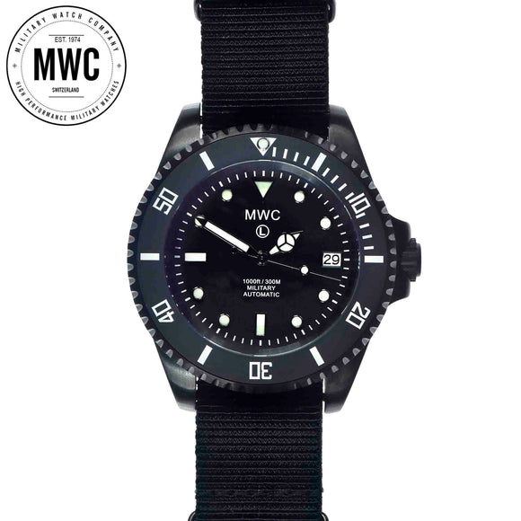 MWC PVD MILITARY DIVER LOGO WATCH WITH SILVER ROUNDED INDICES 300M