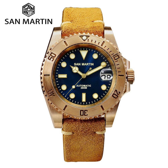 SAN MARTIN BRONZE SUBMARINER DIVER NH35 • BLACK | BLUE | GREEN