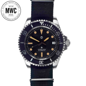 MWC SS MILITARY DIVER WATCH WITH AGED PATINA-ED MARKERS 1982 300M